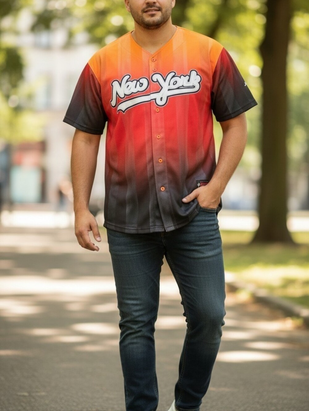 Vangelis New York Baseball Jersey Men's XXL Button Front